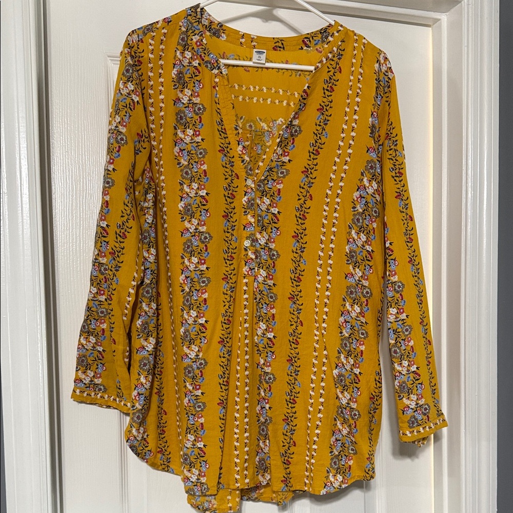 Old Navy Mustard Floral Blouse